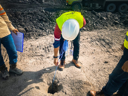 QAQC depth measurement tool – MITIMEASURE being used to measure blasthole depth